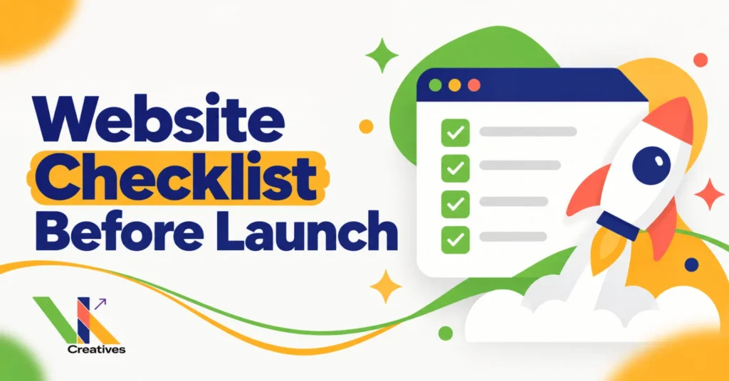 Website checklist before launch for Kolkata businesses, VK Creatives blog graphic